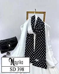 شال نخی توپی مشکی و سفید ساده کد SD398