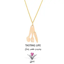 آویز طلا شانس (LUCK) طرح قاشق و چنگال | حقانی