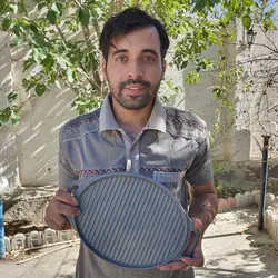 استیک پز گریل دو طرفه چدن خالص بدون روکش شیمیایی (چدن روسی تابه گریل چدنی روس)