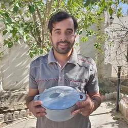قابلمه روسی سفید 4 لیتری آلومینیوم خشک و بدون روکش شیمیایی سایز متوسط. قابلمه کوهنوردی . قابلمه ، ماهیتابه ، تابه ، گریل