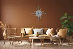 ساعت دیواری فلزی دایره ای با خطوط هندسی