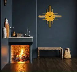 ساعت دیواری فلزی دایره ای با خطوط هندسی