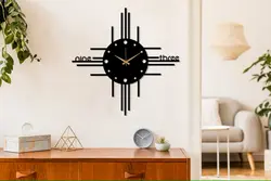 ساعت دیواری فلزی دایره ای با خطوط هندسی