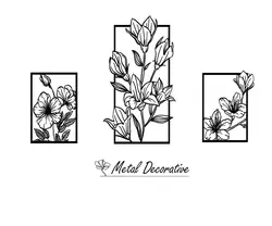 تابلو فلزی دیواری سه تکه گل