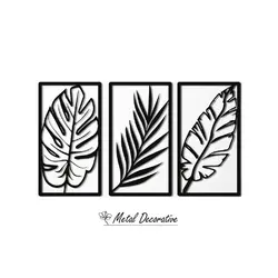 تابلو فلزی دیواری سه تکه برگ