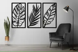 تابلو فلزی دیواری سه تکه برگ