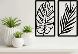 تابلو فلزی دیواری سه تکه برگ