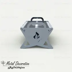 منقل مسافرتی تاشو طرح شعله همراه با کیف برزنتی