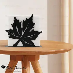 جا دستمال کاغذی رومیزی آشپزخانه طرح برگ فلزی پک 10 عددی