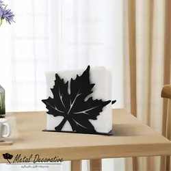 جا دستمال کاغذی رومیزی آشپزخانه طرح برگ فلزی پک 10 عددی