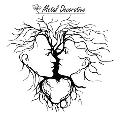 تابلو دکوراتیو دیواری درختچه زن و مرد