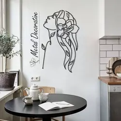 تابلو دکوراتیو دیواری فیگور نیم رخ و برگ