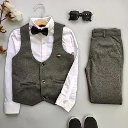 جلیقه شلوار ذغال سنگی فاستونی پسرانه - مهدینا کیدز | فروشگاه لباس کودک و نوجوان