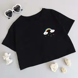 کراپ مشکی رنگین کمان - مهدینا کیدز | فروشگاه لباس کودک و نوجوان