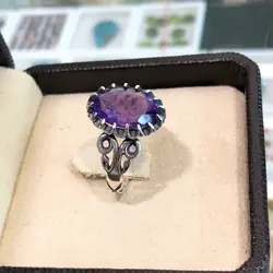 انگشتر نقره آمتیست برزیلی دور چنگ زیبا ۲۳۵۳۹۰