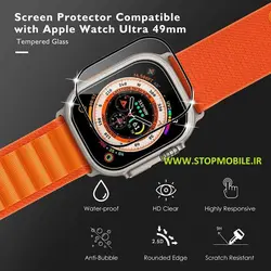 محافظ صفحه نمایش ساعت هوشمند HK10 PRO MAX (مشابه اپل واچ سری اولترا – 49 میلی متری) تمام چسب از جنس شیشه ای تمپرد