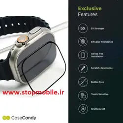 محافظ صفحه نمایش ساعت هوشمند گرین لاین ULTRA ACTIVE (مشابه اپل واچ سری اولترا – 49 میلی متری) تمام چسب از جنس شیشه ای تمپرد