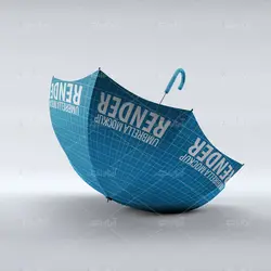 موکاپ چتر آبی با نوشته ی انگلیسی سفید