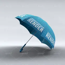 موکاپ چتر آبی با نوشته ی انگلیسی سفید