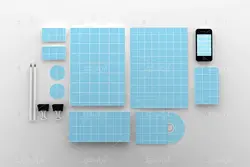 موکاپ فایل و پرونده با برگه آبی و چهارخونه در زمینه سفید