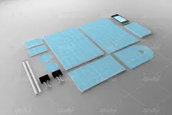 موکاپ فایل و پرونده با برگه آبی و چهارخونه در زمینه سفید