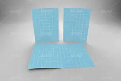 موکاپ فایل و پرونده با برگه آبی و چهارخونه در زمینه سفید