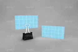 موکاپ فایل و پرونده با برگه آبی و چهارخونه در زمینه سفید