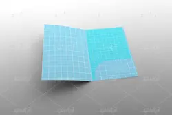 موکاپ فایل و پرونده با برگه آبی و چهارخونه در زمینه سفید