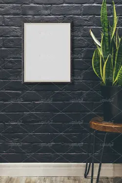 موکاپ تابلو به دیوار چسبیده شده  در نماهای مختلف منزل و سالن پذیرایی