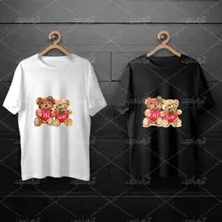 طرح لایه باز خرس تدی با قلب قرمز و نوشته عشق برای چاپ روی انواع تیشرت