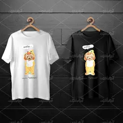 طرح لایه باز خرس تدی با اردک زرد برای چاپ روی انواع تیشرت