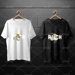 طرح لایه باز خرس تدی با دلار و نوشته پولدار برای چاپ روی انواع تیشرت
