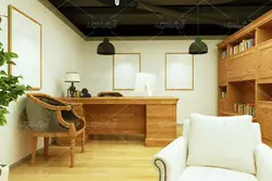 موکاپ دفتر  و تابلو های به دیوار زده شده در فضای سالن شرکت