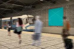 موکاپ تابلو تبلیغاتی در سالن مترو و پله برقی