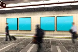 موکاپ تابلو تبلیغاتی در سالن مترو و پله برقی
