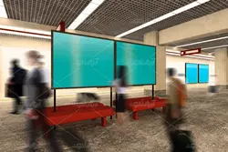 موکاپ تابلو تبلیغاتی در سالن مترو و پله برقی