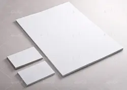 موکاپ برگه کاغذ سفید و کارت ویزیت و پاکت نامه