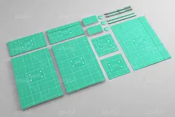 موکاپ برگه های سبز همراه پاکت و کارت ویزیت