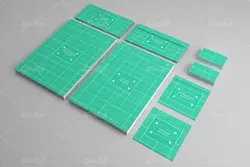 موکاپ برگه های سبز همراه پاکت و کارت ویزیت