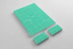 موکاپ برگه های سبز همراه پاکت و کارت ویزیت