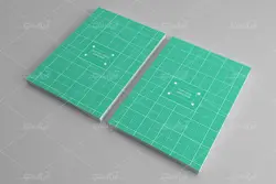 موکاپ برگه های سبز همراه پاکت و کارت ویزیت