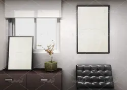 موکاپ تابلو و قاب نقاشی وطراحی روی دیوار خونه