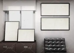 موکاپ تابلو و قاب نقاشی وطراحی روی دیوار خونه