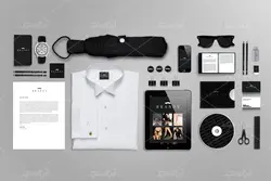 موکاپ مجموعه لوازم اداری همراه پیرهن سفید مردانه کراوات فرم استخدام و سی دی