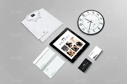 موکاپ مجموعه لوازم اداری همراه پیرهن سفید مردانه کراوات فرم استخدام و سی دی