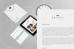 موکاپ مجموعه لوازم اداری همراه پیرهن سفید مردانه کراوات فرم استخدام و سی دی