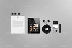 موکاپ مجموعه لوازم اداری همراه پیرهن سفید مردانه کراوات فرم استخدام و سی دی