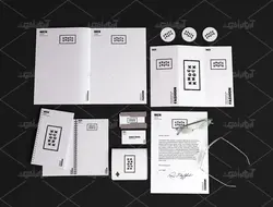 موکاپ مجموعه تبلیغاتی چابی برگه و پاکت و پیکسل