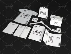 موکاپ مجموعه تبلیغاتی چابی برگه و پاکت و پیکسل