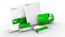 موکاپ بنر تبلیغاتی ست اداری سبز و سفید